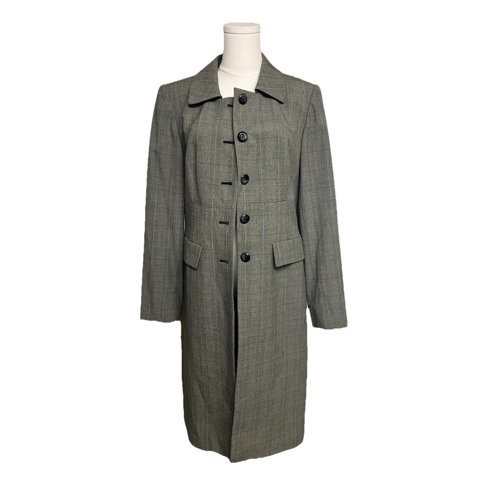 Jones New York Suit Womens 8 Longline Blazer Jacket Gray Plaid Tailored Corpcore
